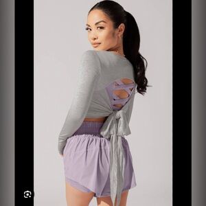 POPFLEX Long sleeve gray bow back tee